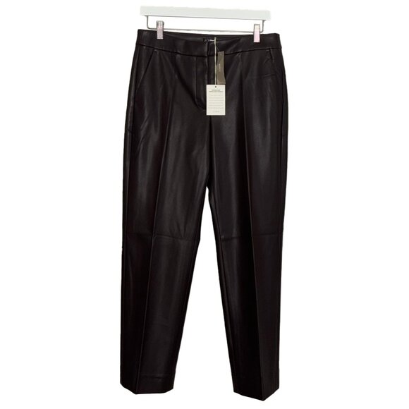 J. Crew Kate Brown Faux Leather	Straight Leg Pants - Size 8 - New with Tags - Picture 2 of 5